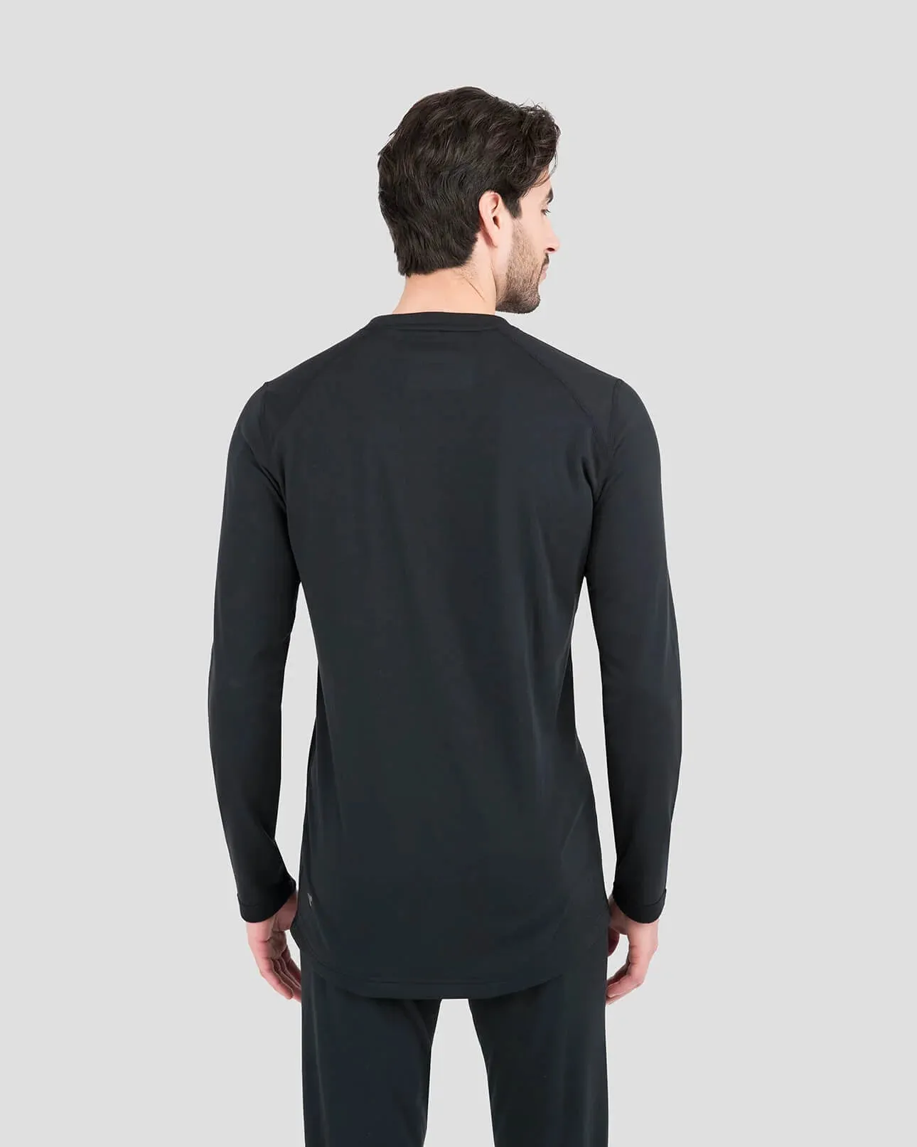 4.0 Men's Expedition Weight Fleece Thermal Base Layer Crew Shirt | Black