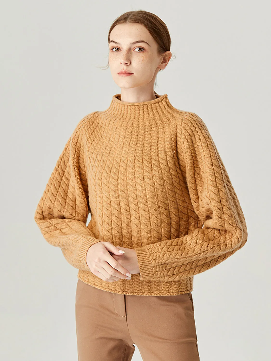 Adoring Heart Tangerine Knit Turtleneck Wool Sweater