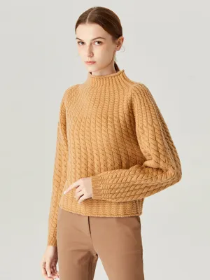 Adoring Heart Tangerine Knit Turtleneck Wool Sweater