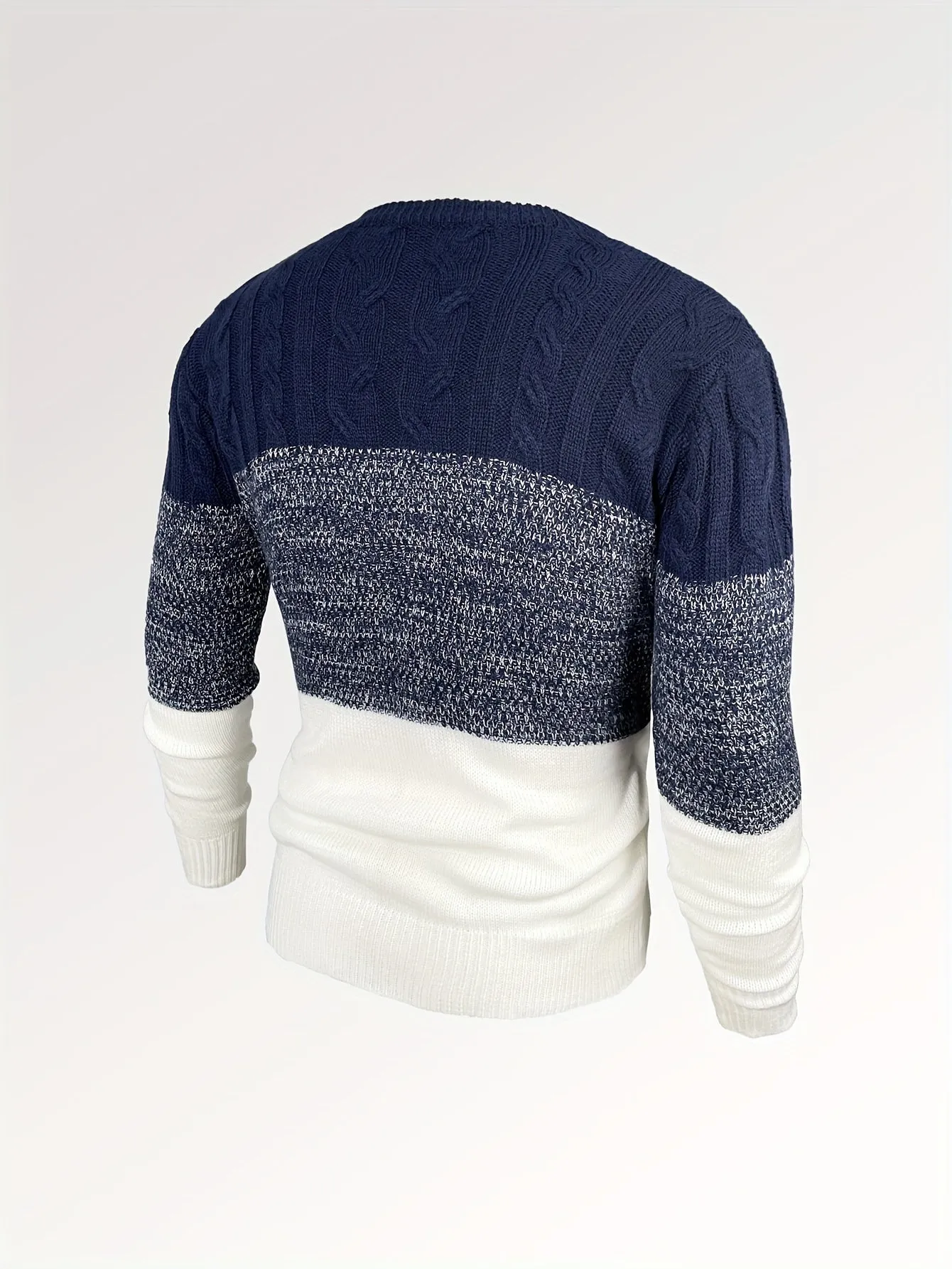 All Match Knitted Cable Sweater, Men's Casual Warm Slightly Stretch Crew Neck Pullover Sweater For Men Fall Winter