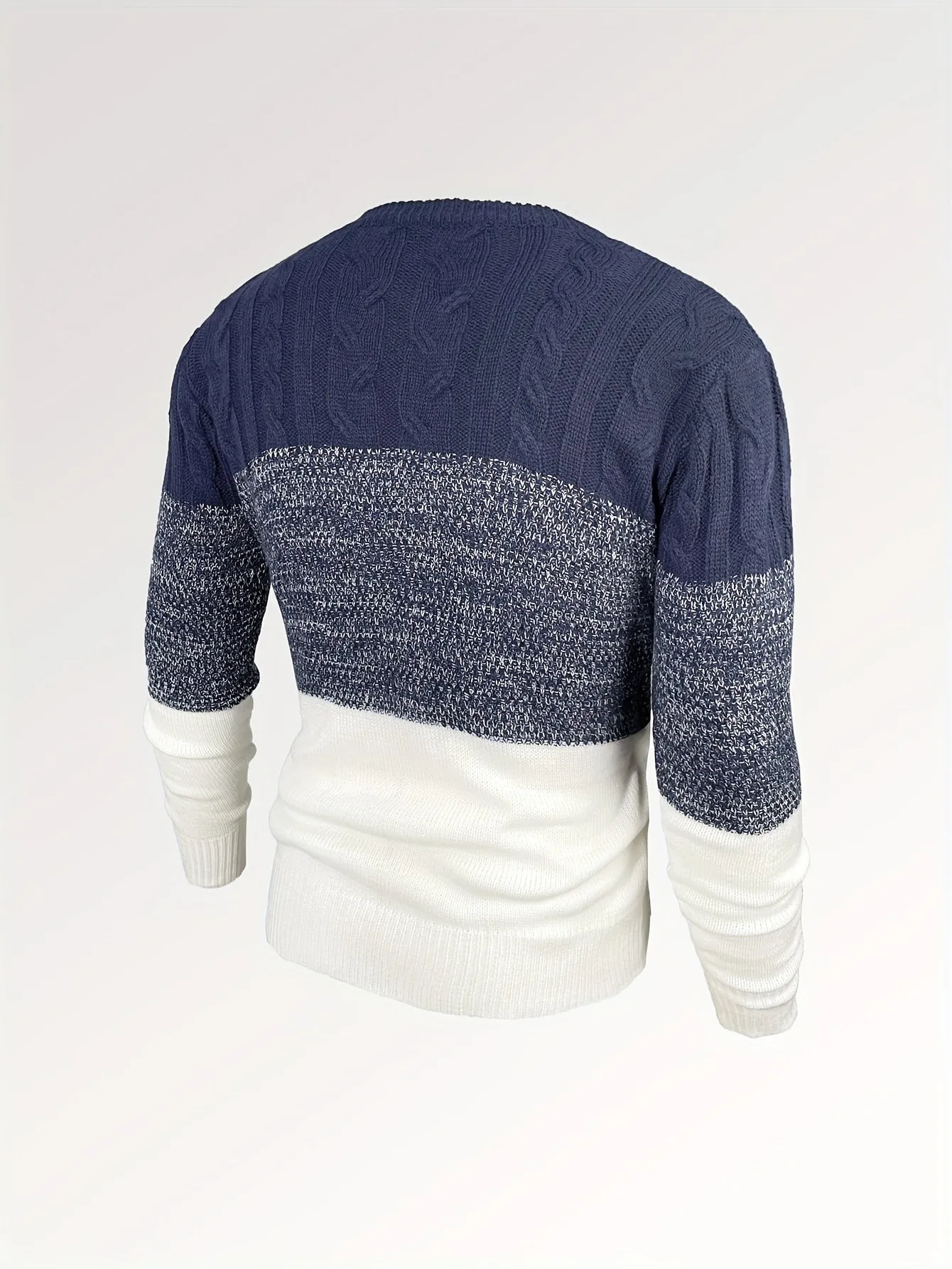 All Match Knitted Cable Sweater, Men's Casual Warm Slightly Stretch Crew Neck Pullover Sweater For Men Fall Winter