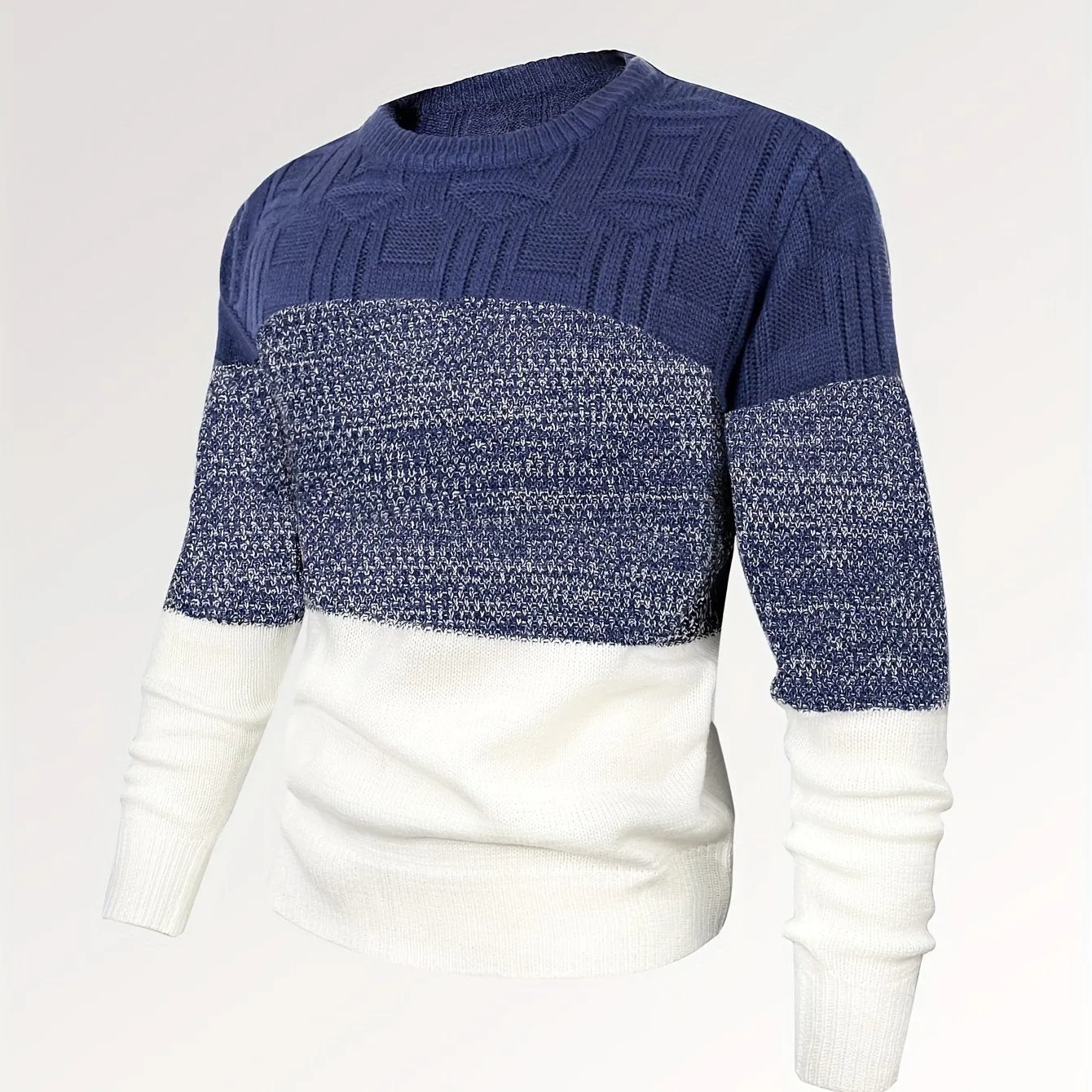 All Match Knitted Cable Sweater, Men's Casual Warm Slightly Stretch Crew Neck Pullover Sweater For Men Fall Winter