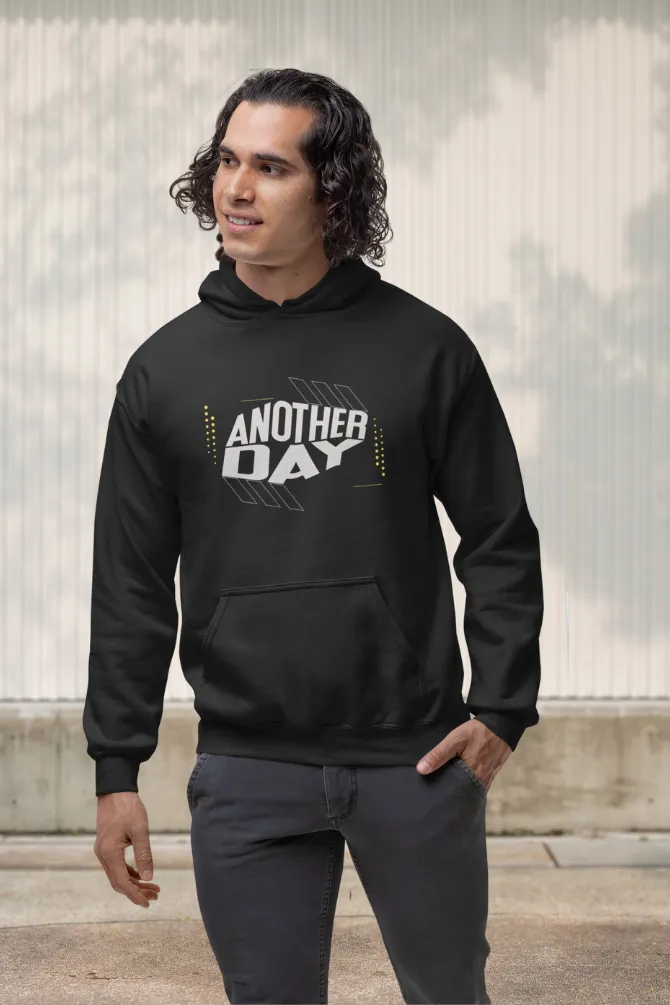 Another Day Black Printed Hoodie for men