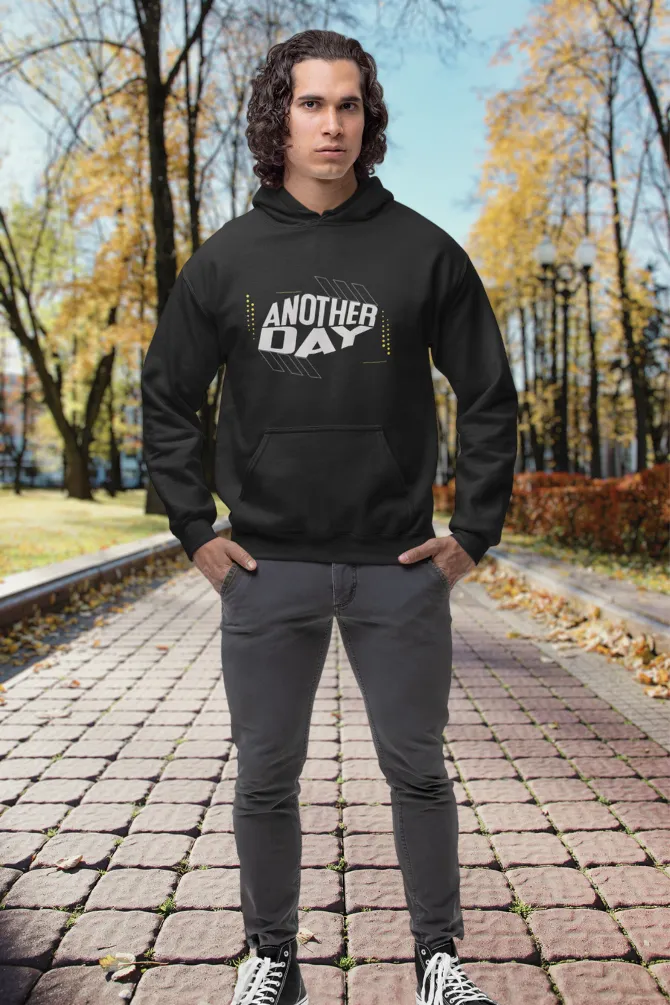 Another Day Black Printed Hoodie for men