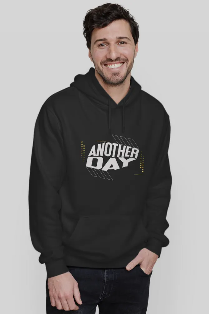 Another Day Black Printed Hoodie for men