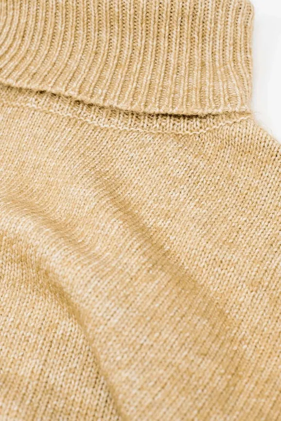 Beige Turtleneck Jumper with Dropped Sleeves