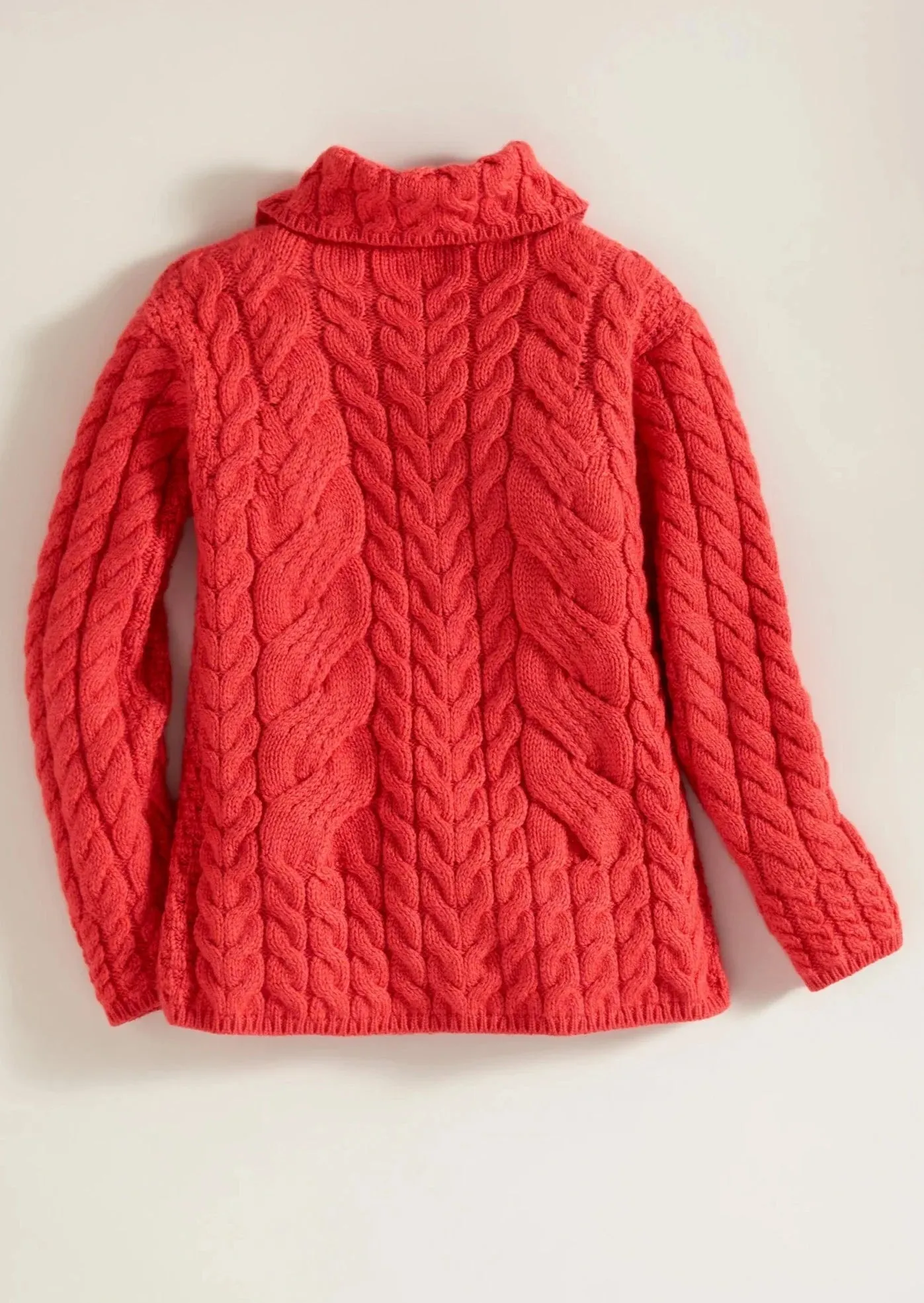 Belcarra Ladies Aran Cardigan | Coral