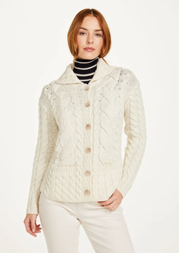 Belcarra Ladies Aran Cardigan | Natural