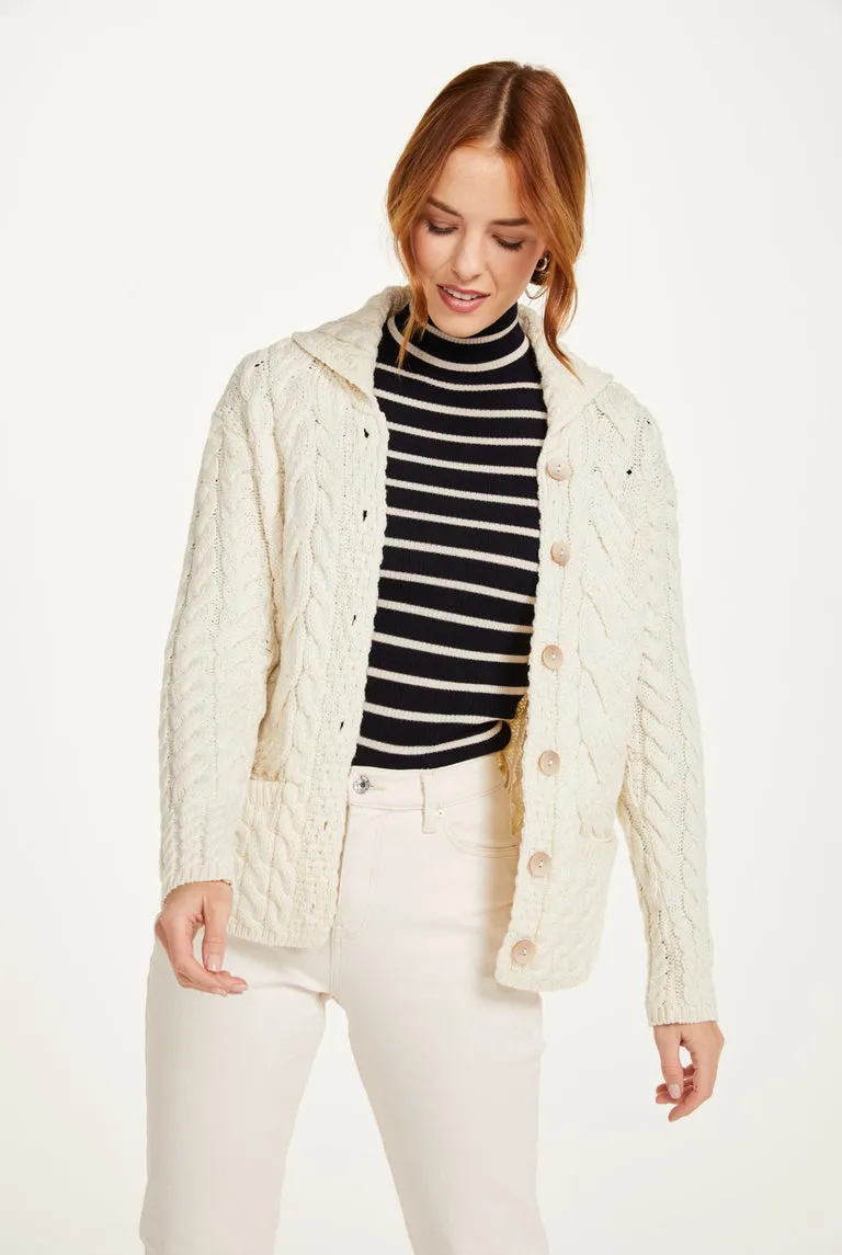 Belcarra Ladies Aran Cardigan | Natural