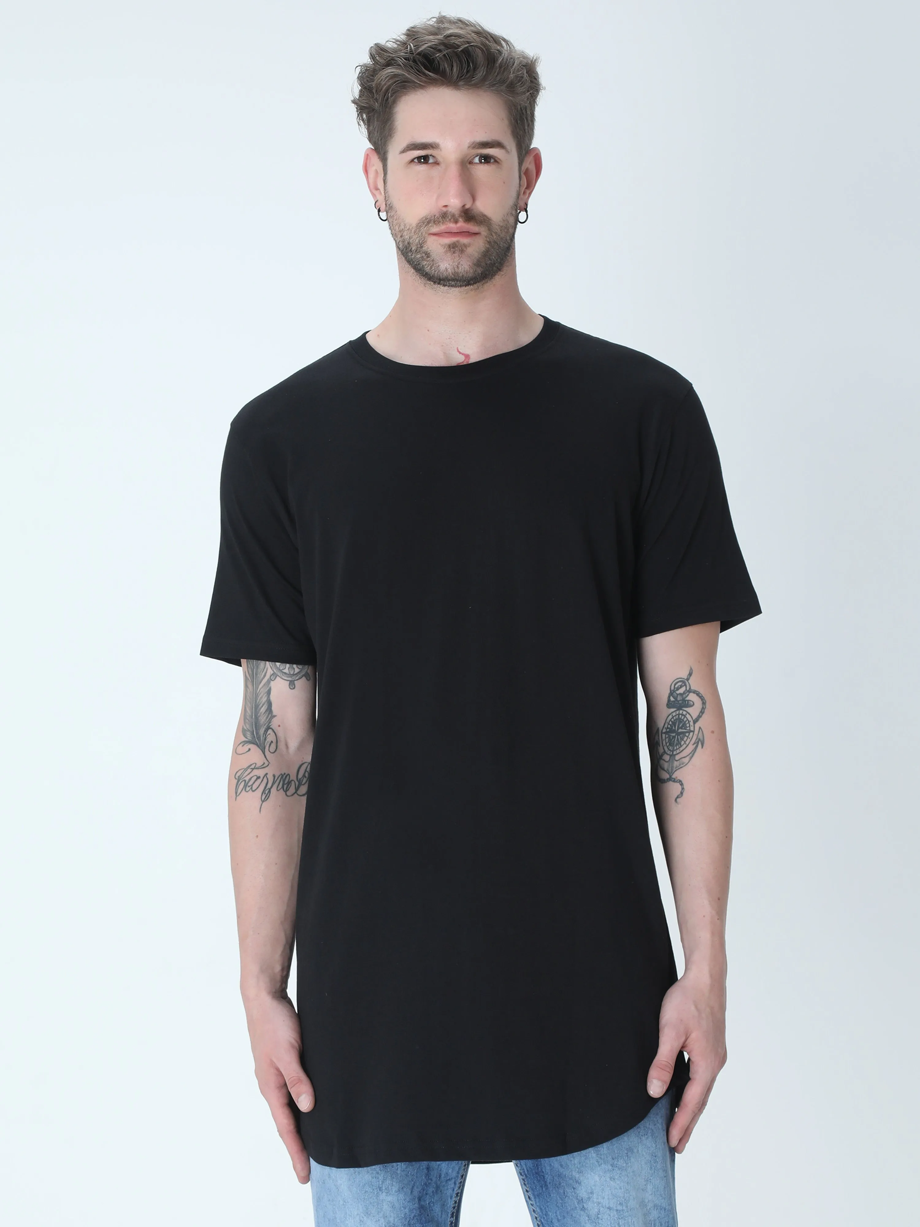 Black Longline T-shirt for men