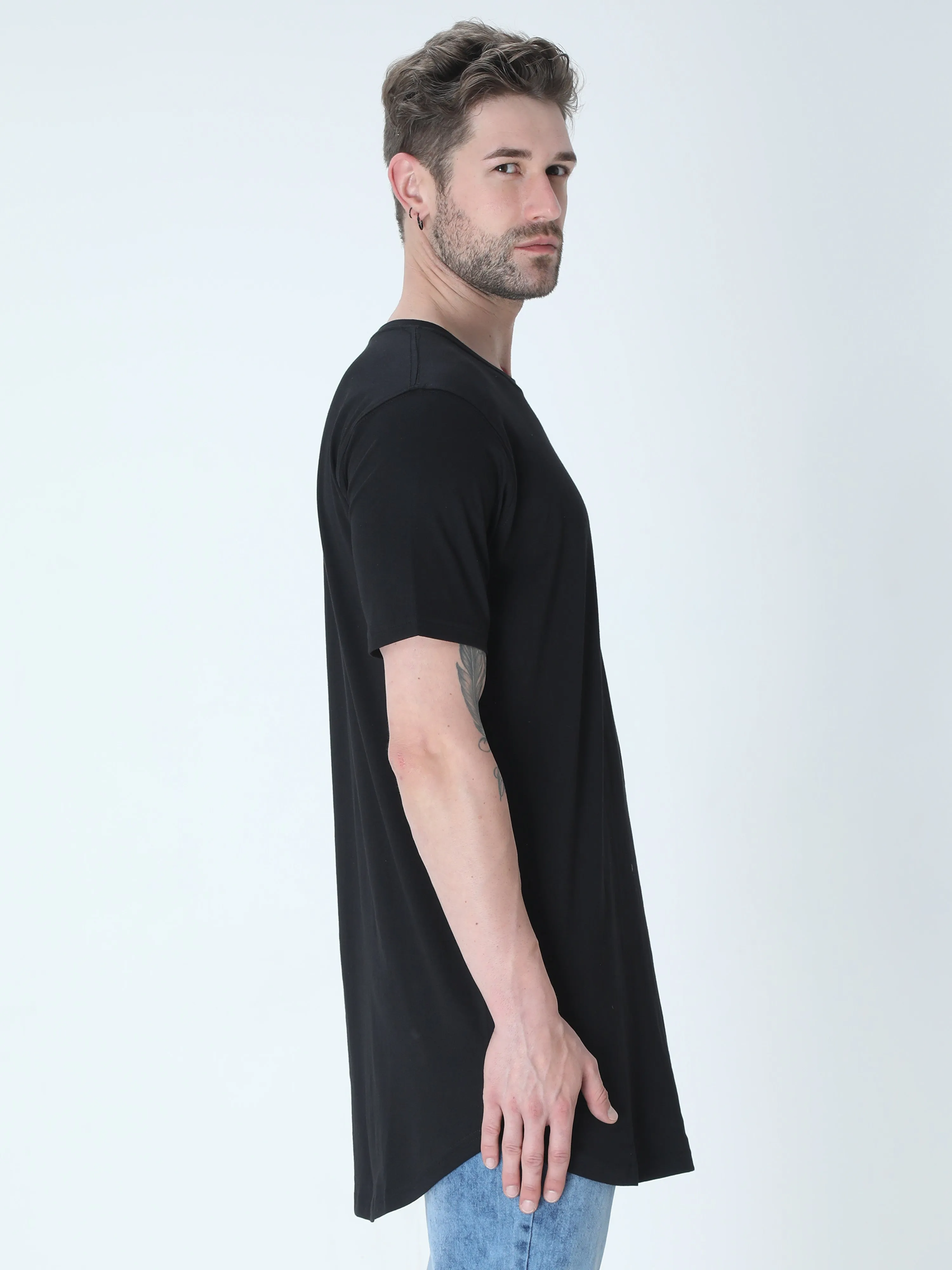 Black Longline T-shirt for men