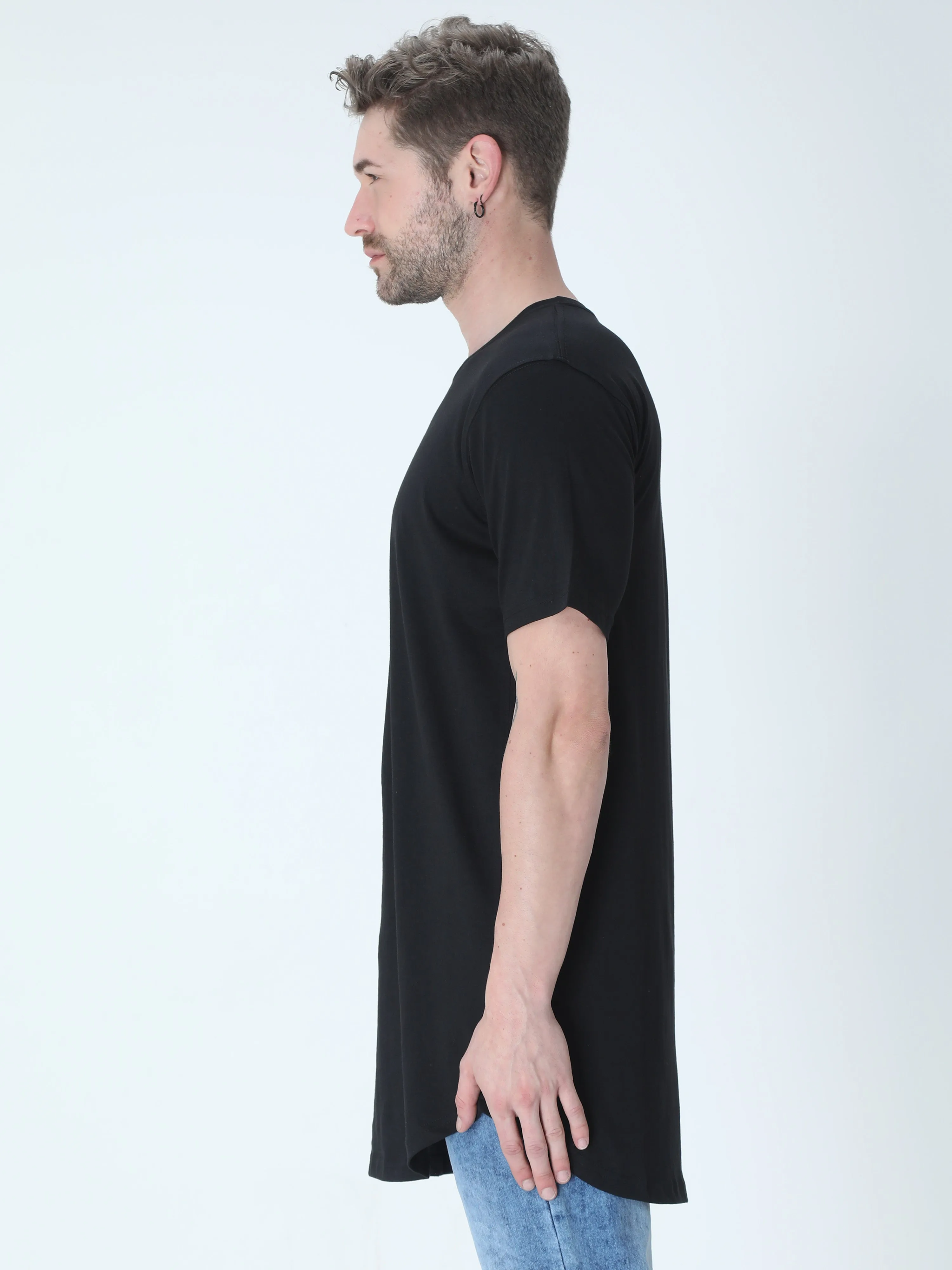 Black Longline T-shirt for men