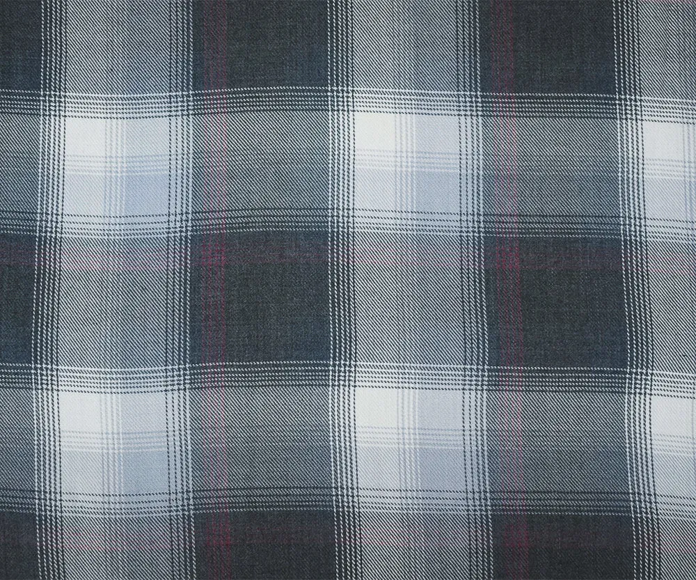 Blue-Black-Multi Famous Maker Rayon Plaid Twill Woven Flannel Fabric