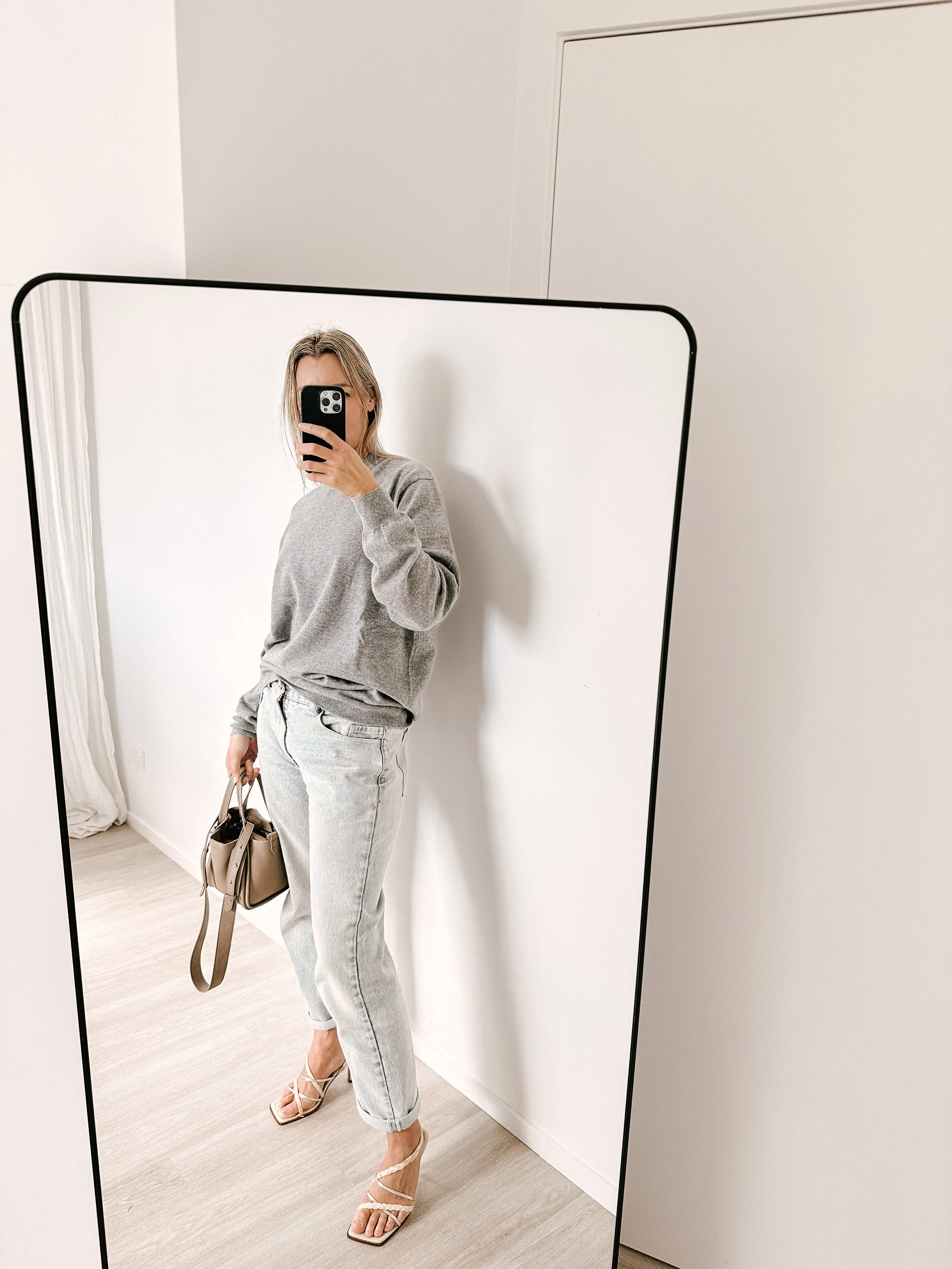 Boyfriend Pure Cashmere Crew Marle Grey