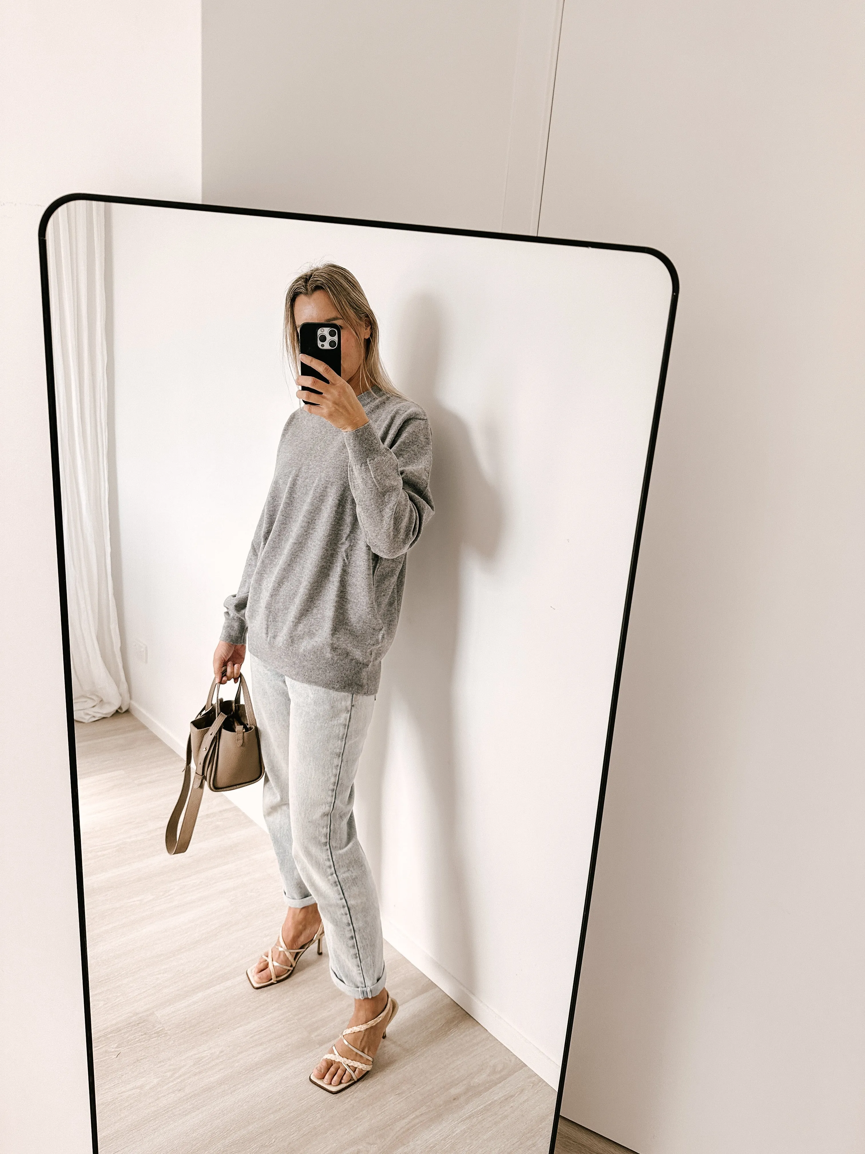 Boyfriend Pure Cashmere Crew Marle Grey