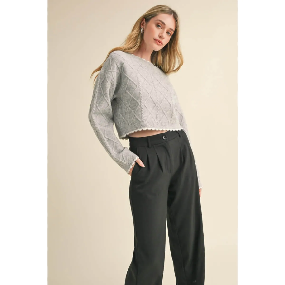 Cable Knit Cropped Sweater