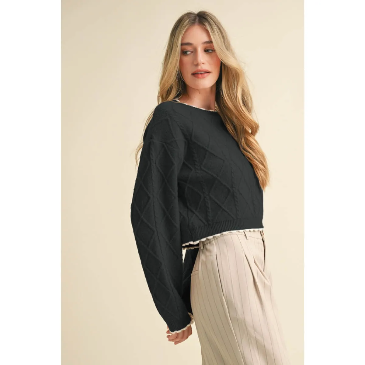 Cable Knit Cropped Sweater