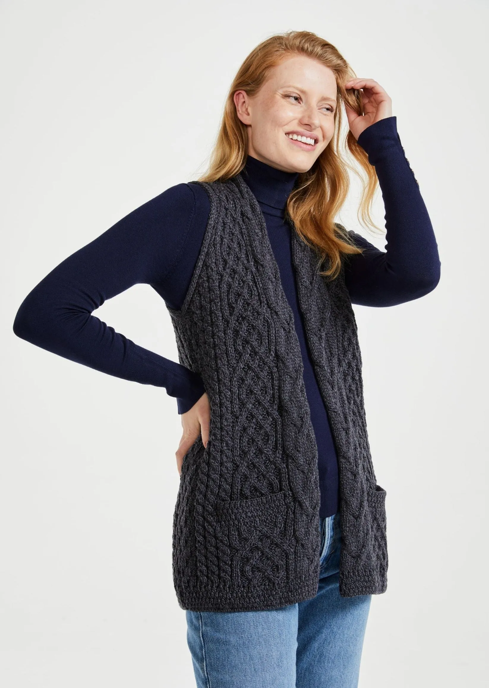 Caher Aran Celtic Gilet | Charcoal