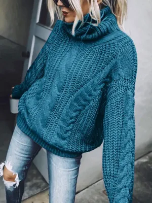 Casual Knitwear Mohair Turtleneck Sweater for Women