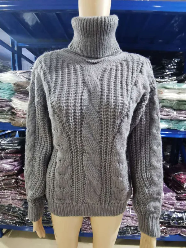 Casual Knitwear Mohair Turtleneck Sweater for Women