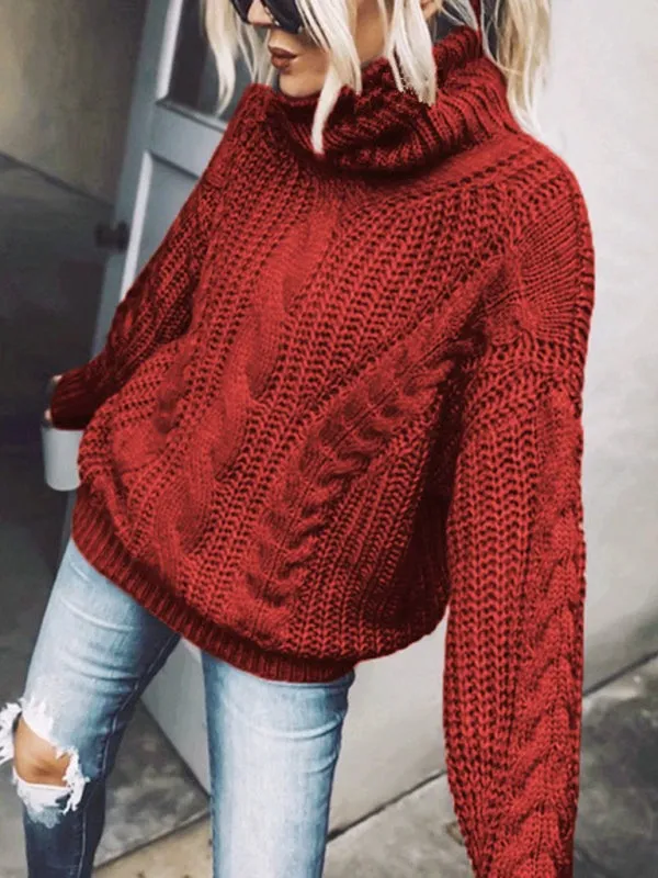 Casual Knitwear Mohair Turtleneck Sweater for Women