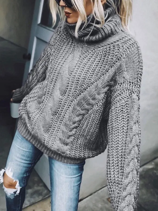 Casual Knitwear Mohair Turtleneck Sweater for Women