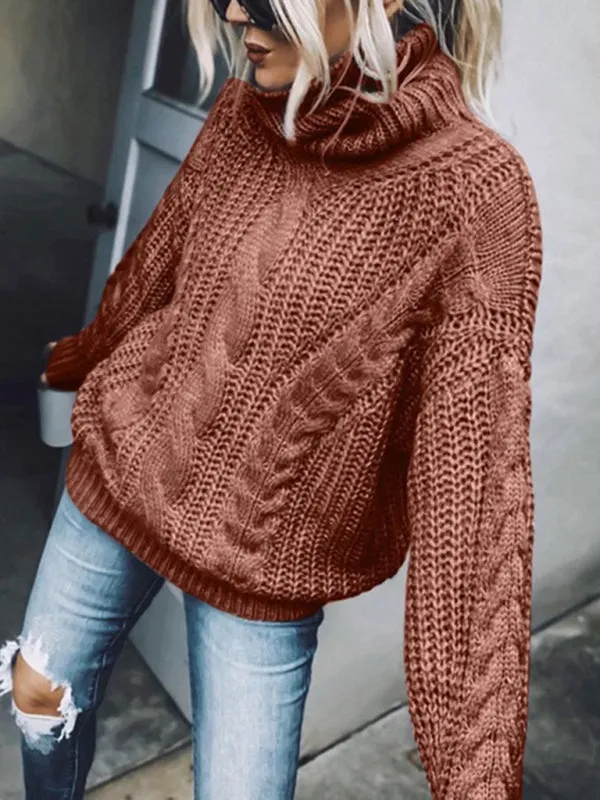 Casual Knitwear Mohair Turtleneck Sweater for Women