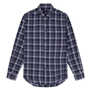 Charcoal & Red Check Cotton Flannel Shirt