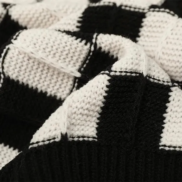 Checkered Knitted Sweater