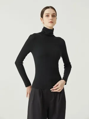 Chic Observations Black Ribbed Turtleneck Sweater Top