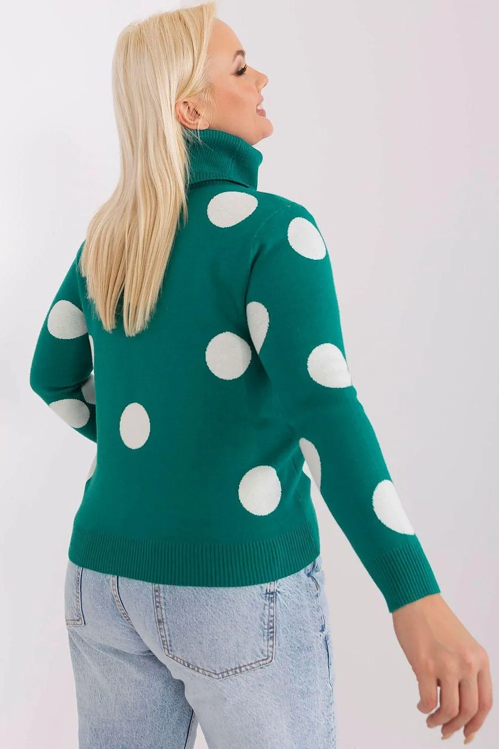 Chic Polka Dot Plus Size Turtleneck Sweater for Women