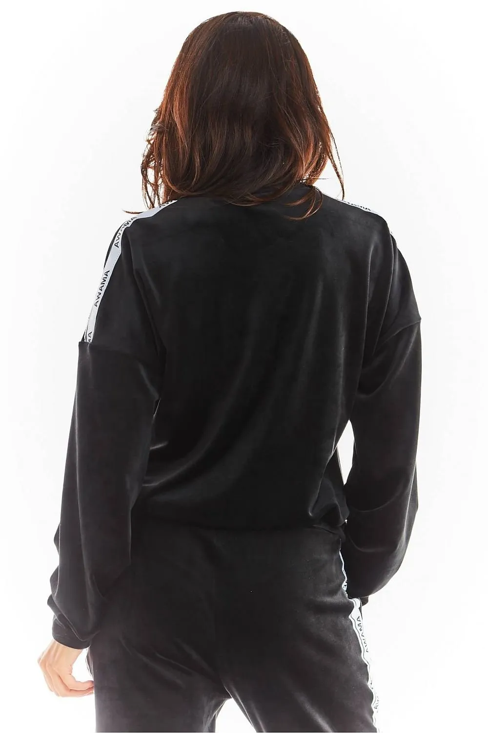 Chic Velvet Pleated Sweatshirt with Logo Detail