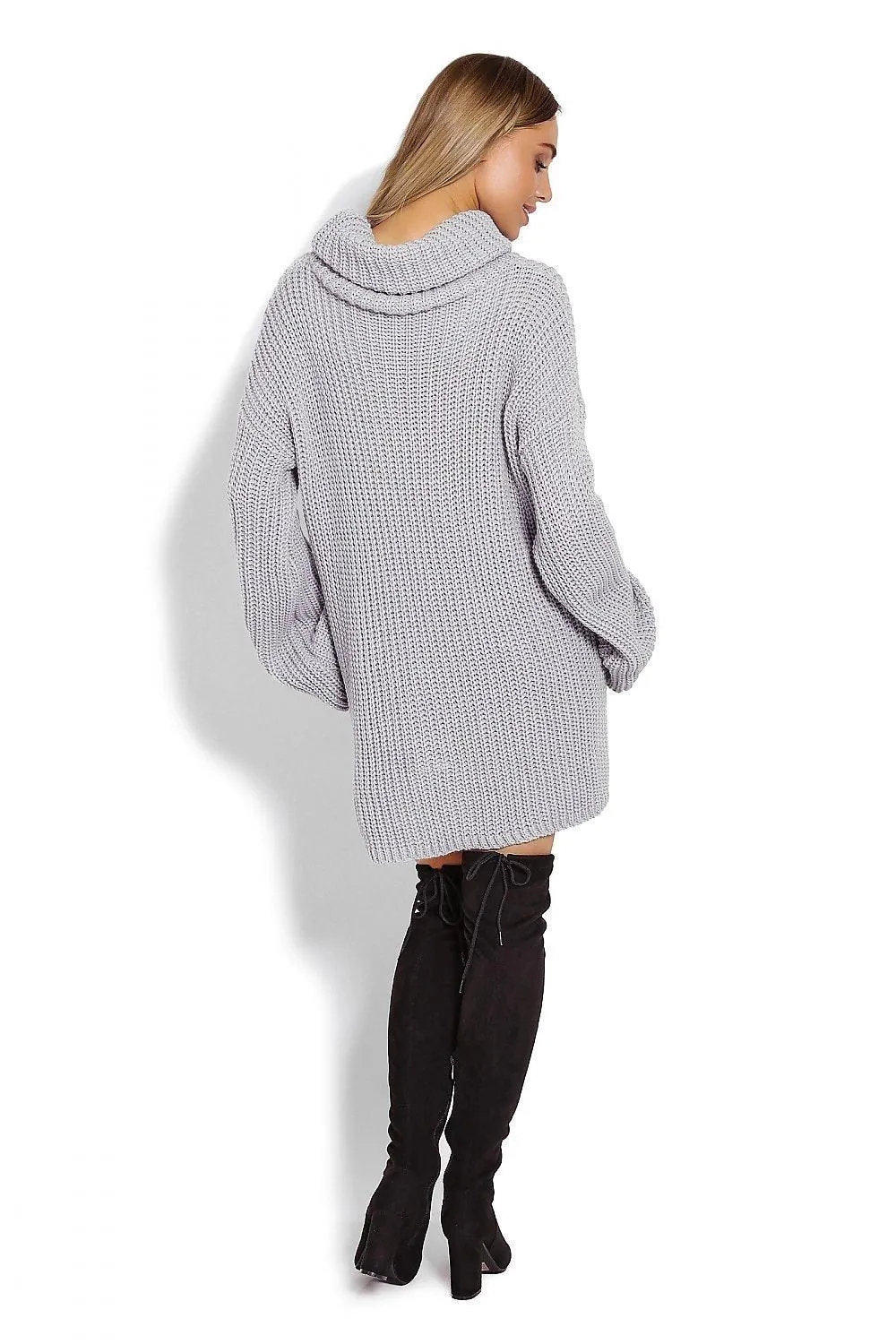 Chunky Knit Turtleneck Sweater with Bell Sleeves