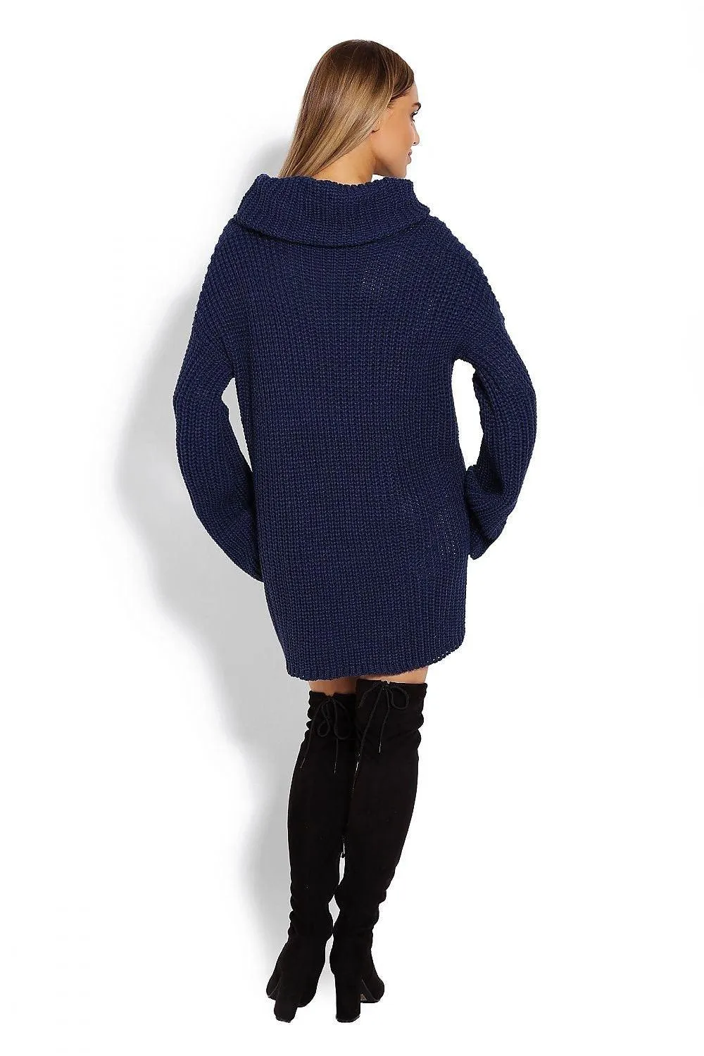 Chunky Knit Turtleneck Sweater with Bell Sleeves