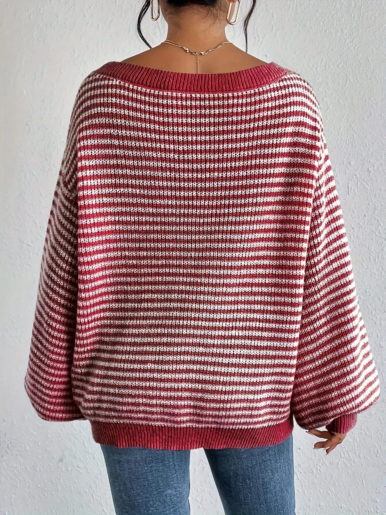 Cozy Fit Drop Shoulder Sweater - Pullovers - Soft, Loose Knitted, Casual Crew Neck, Long Sleeve, Women's Clothing for Everyday Wear