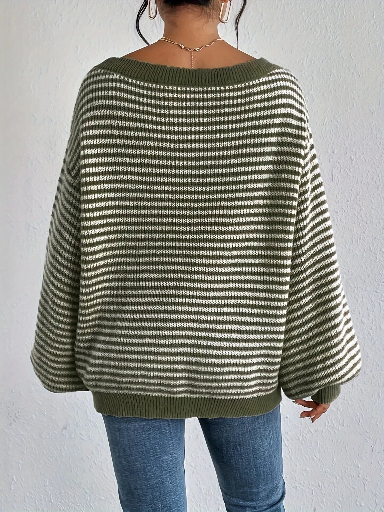 Cozy Fit Drop Shoulder Sweater - Pullovers - Soft, Loose Knitted, Casual Crew Neck, Long Sleeve, Women's Clothing for Everyday Wear