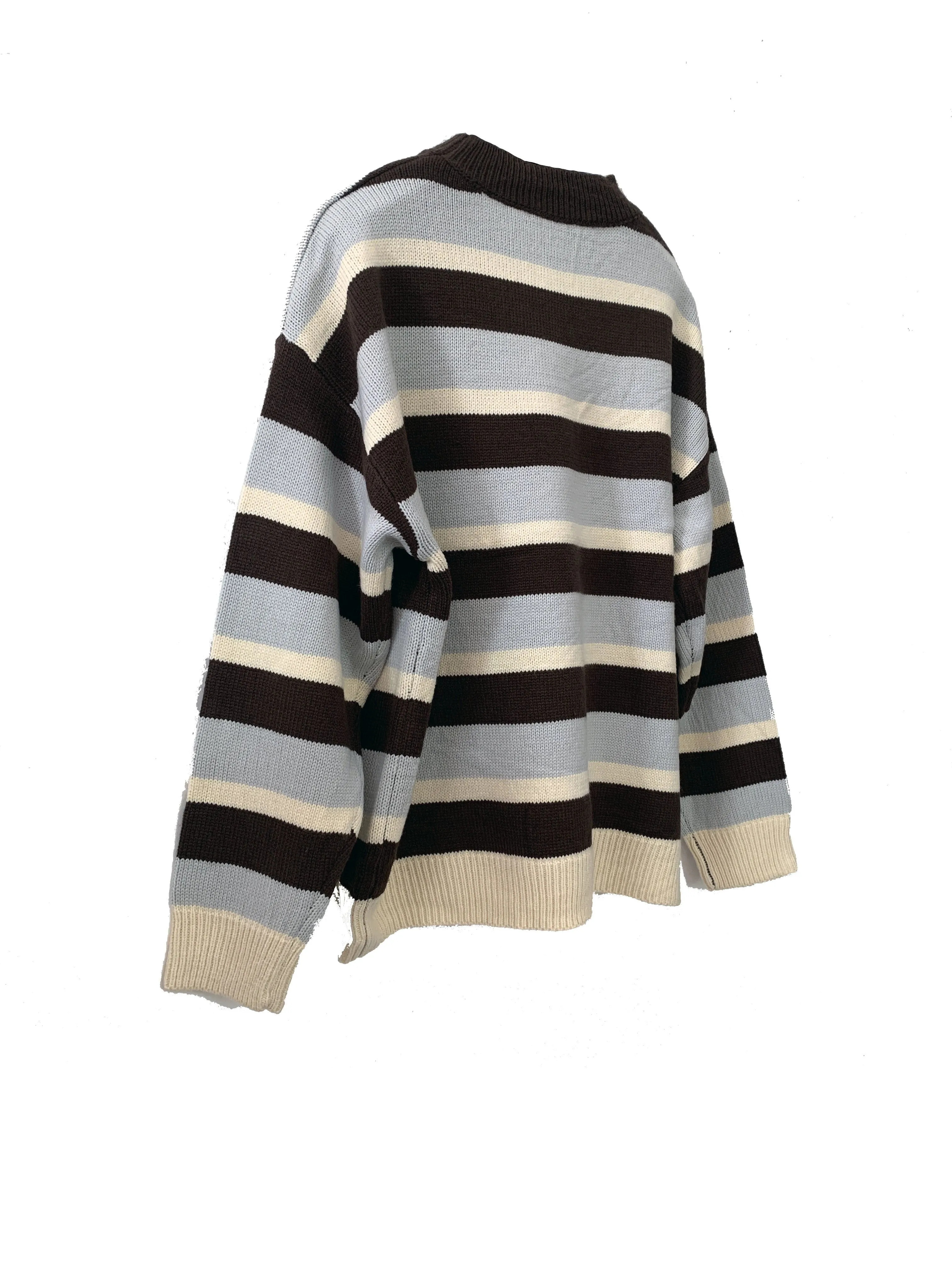 Cozy Striped Crew Neck Sweater - Soft, Casual, Drop Shoulder, Long Sleeve, Knitted Top for Women - Perfect for Everyday Wear, Relaxation, and Outdoor Activities