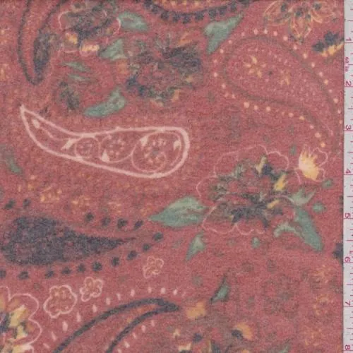 Dusty Brick Tossed Paisley Faux Cashmere Knit Fabric