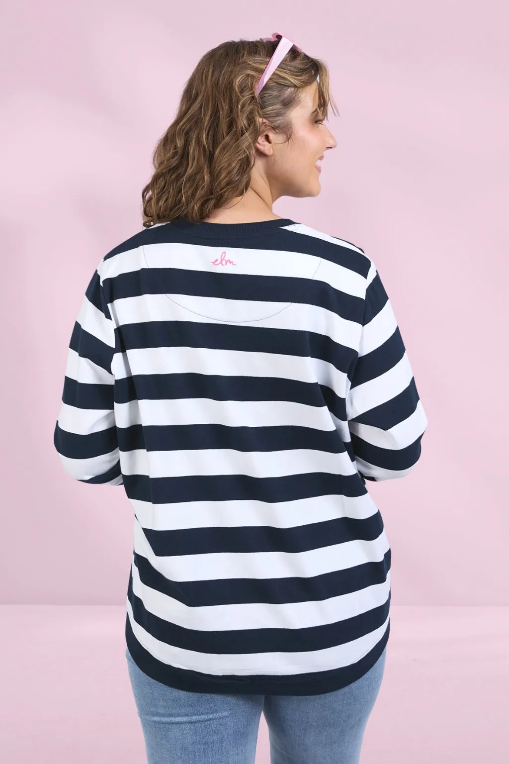 Elm Liner Heart Crew Navy White Stripe