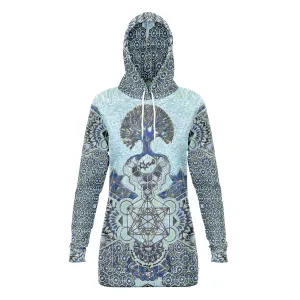 Geometric Faded Blue | Longline Hoodie | Mil Et Une