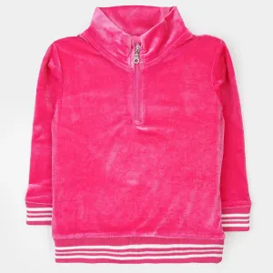 Girls Sweatshirt high-neck Design - Pink