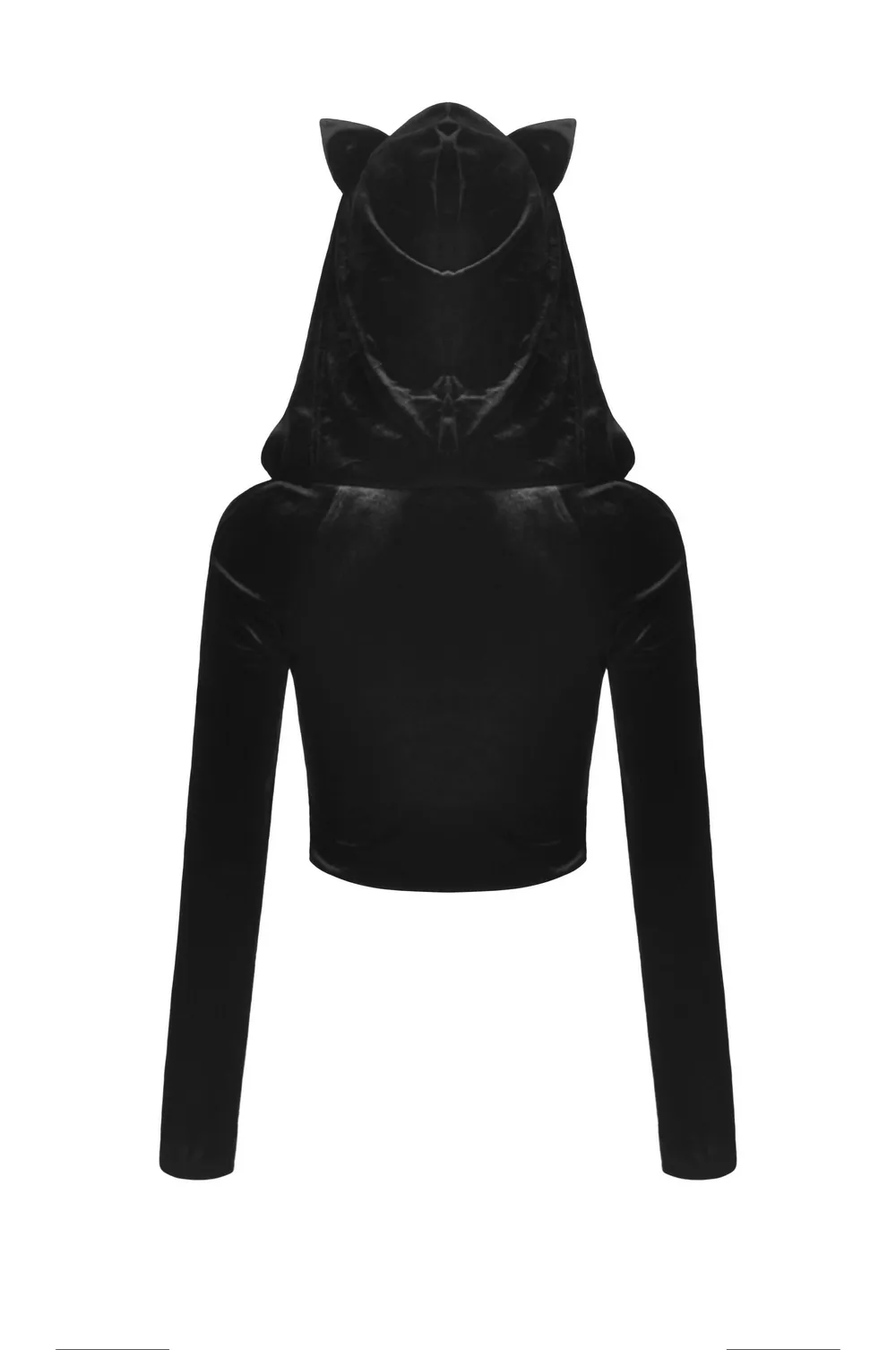 Gothic Batwing Hoodie with Cat Ears and Silver Pendant