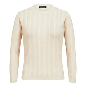 GRAN SASSO Wide Ribbed Crew Neck BEIGE