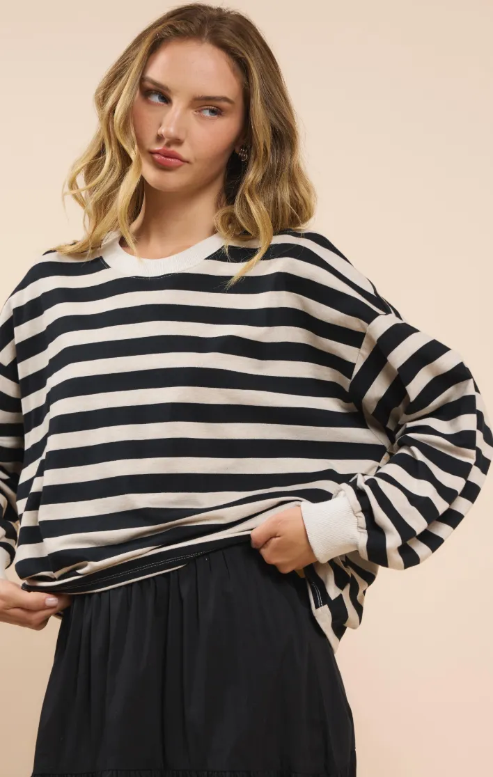 growth striped pullover