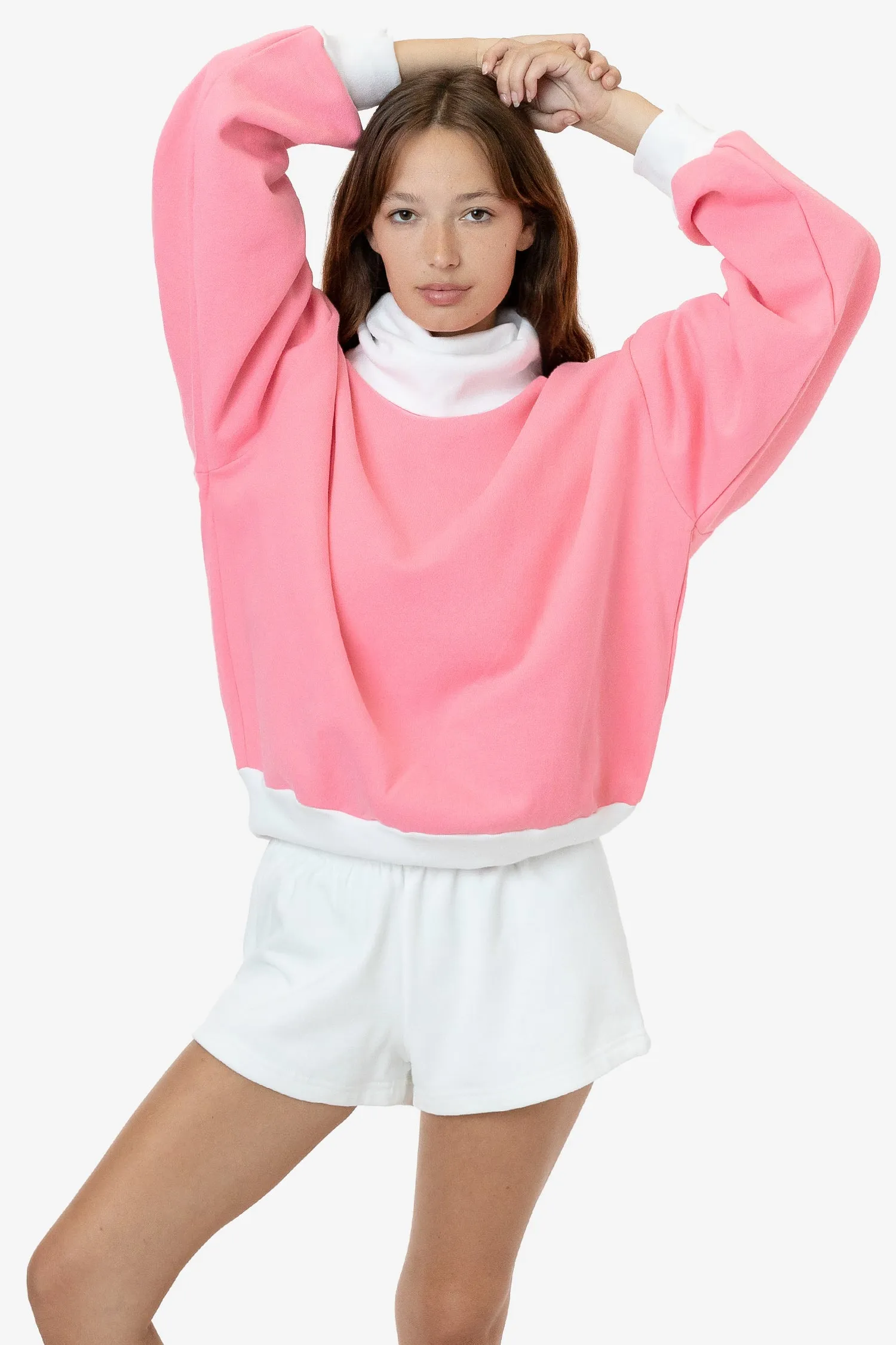 HF-313 - Heavy Fleece Oversized Turtleneck Sweater with Contrast Rib