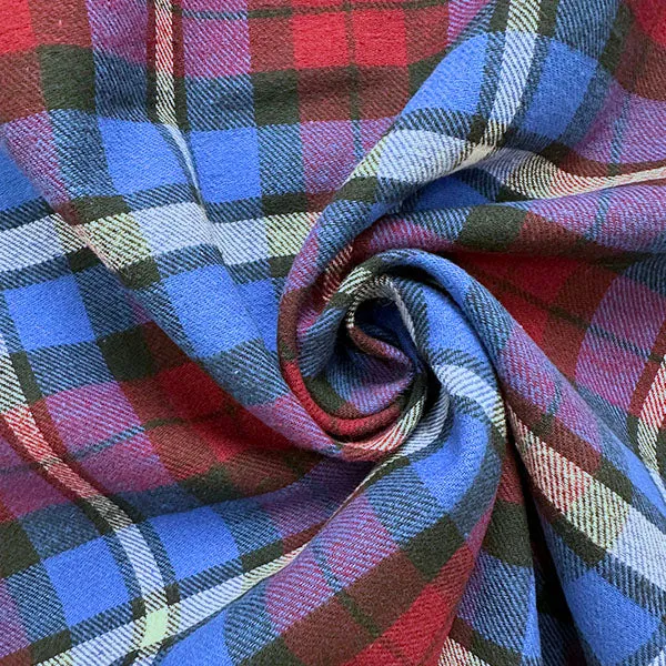 Magenta Multi Yarn Dyed Plaid Flannel Fabric