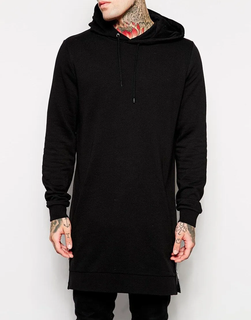 MENGD.G.O.S Black Longline Hoodie Mens