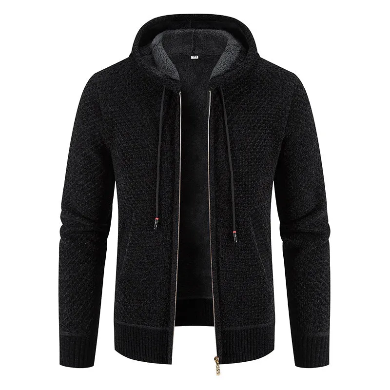 Men's Knit Zip-Up Fleece-Lined Casual Jacket