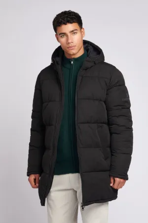 Mens Longline Puffer Coat in Black