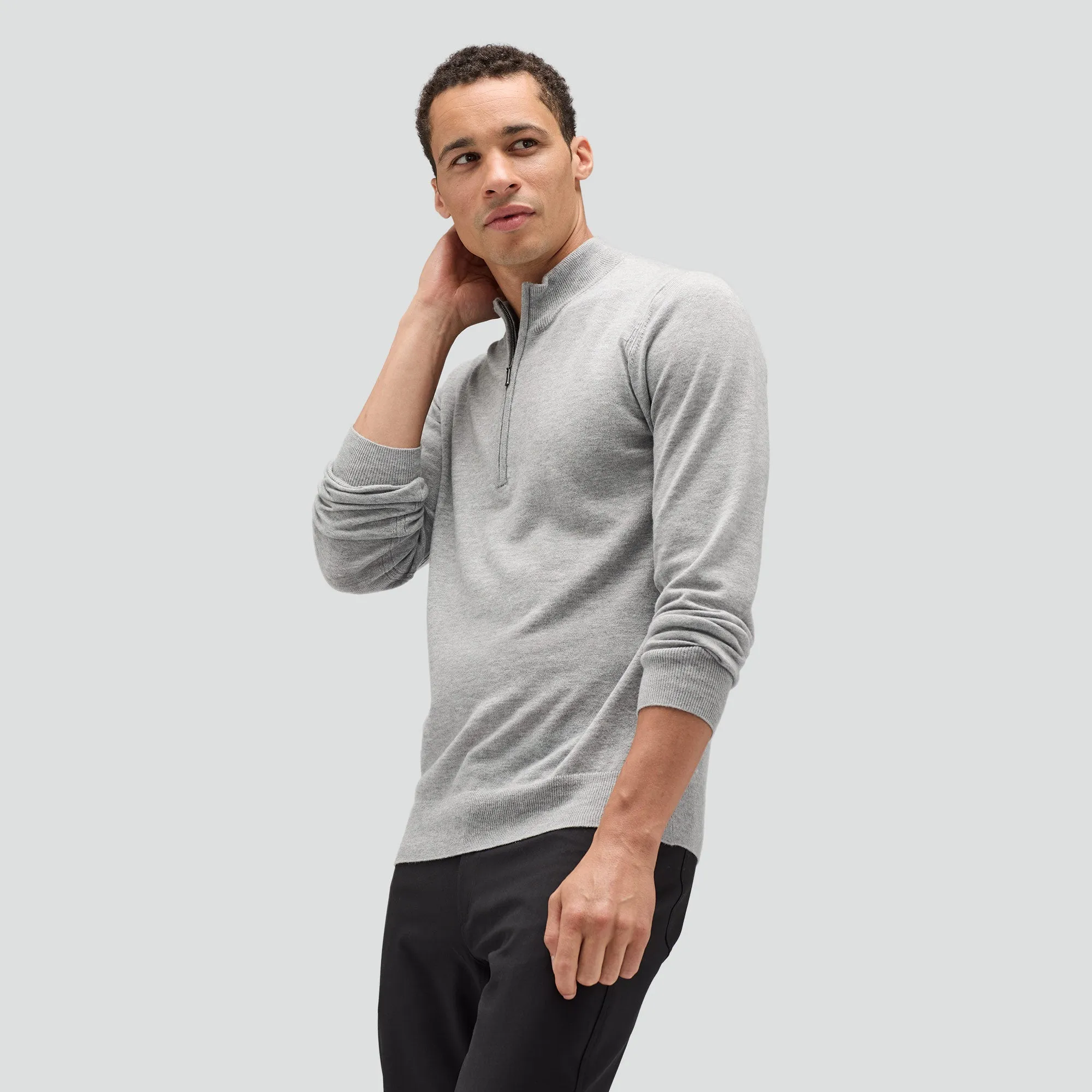 Men's Merino Cashmere Quarter Zip Sweater